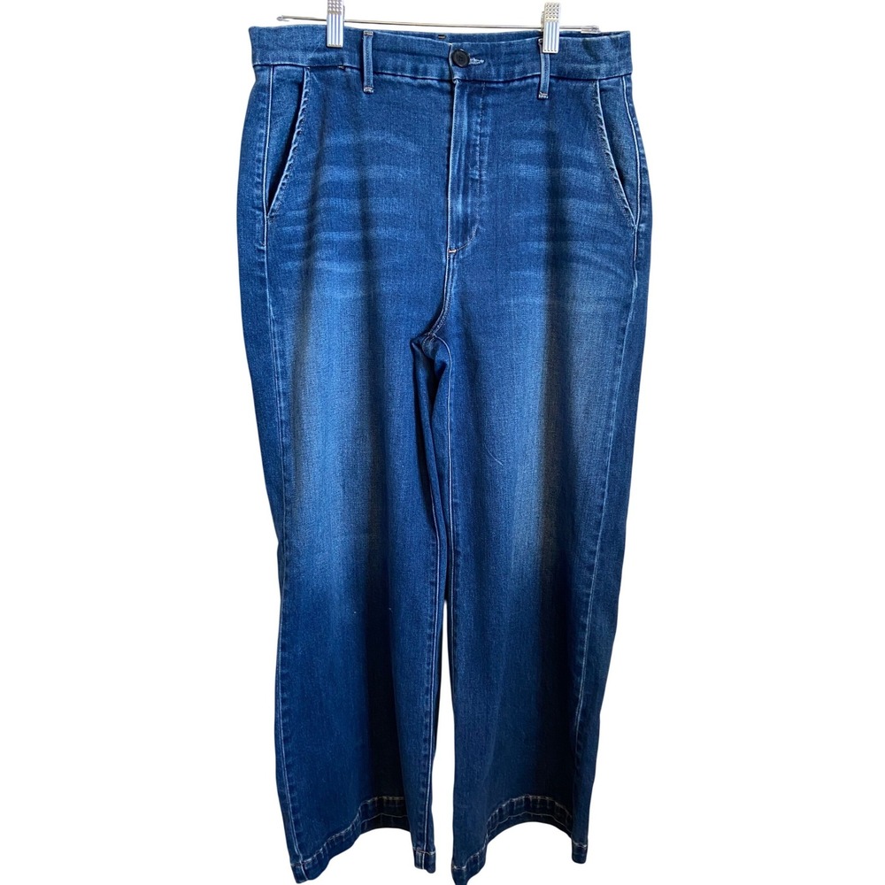 LE JEAN Jude Trouser Wide Leg Jeans Medium Wash Blue High Rise Size 30